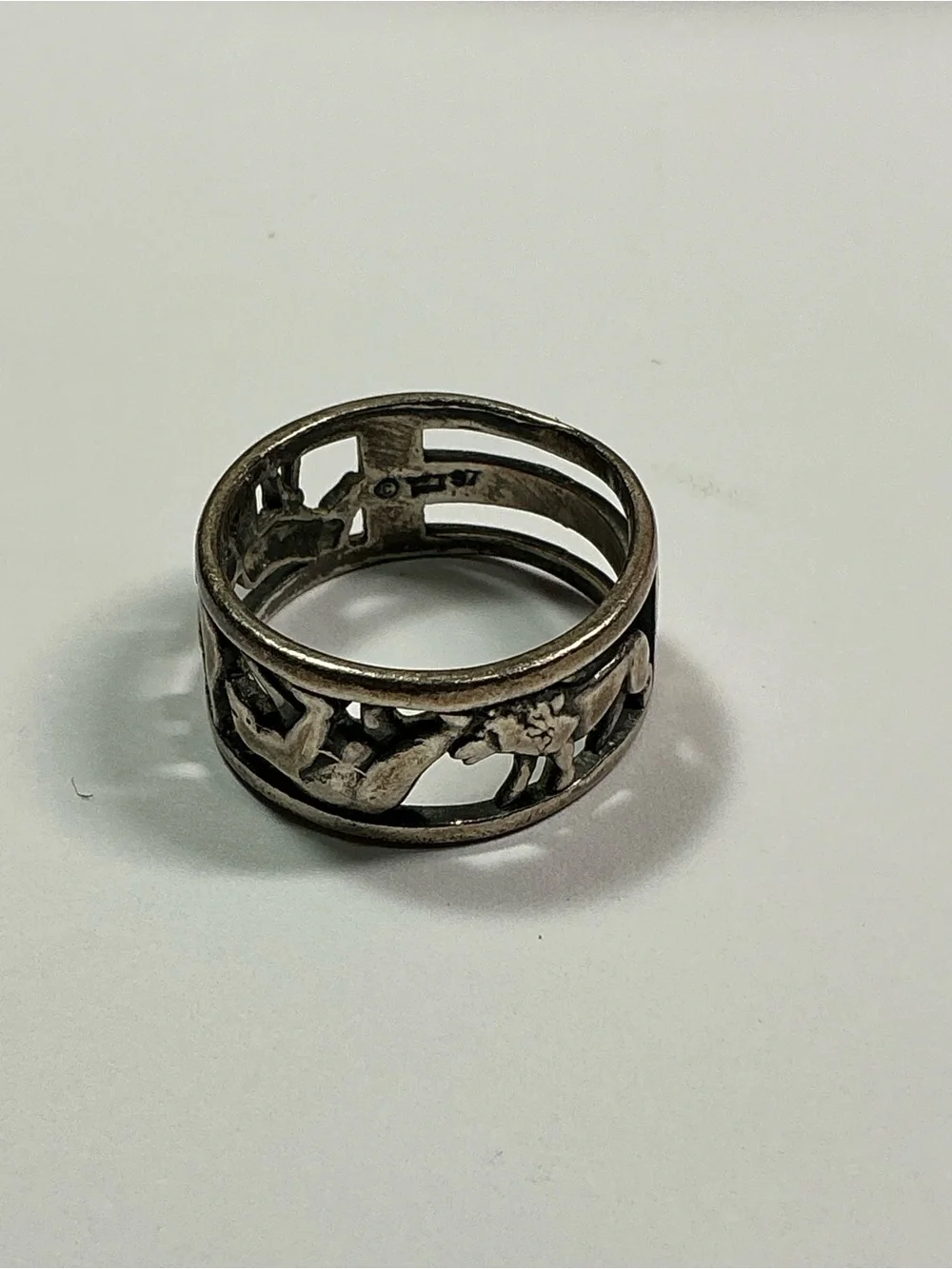 Vintage Sterling Silver Open Works Zoo Ring. Size 9